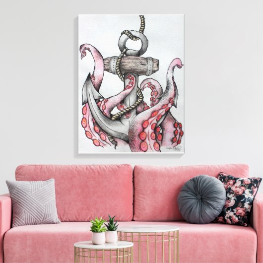 Ankercanvastekening Canvas Afdruk (Insitu (Woonkamer))