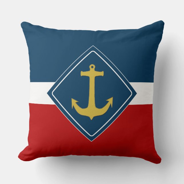 Ankergoud + uw achtergrond en ideeën kussen (Voorkant)