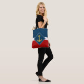 Ankergoud + uw achtergrond en ideeën tote bag (Op model)