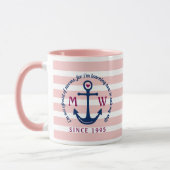Ankerhartritmeroze strips Nautisch monogram Logo Mok (Links)