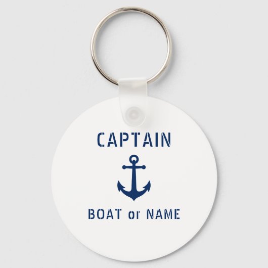  ankerkapitein Naam of Boat Naam Wit toevoegen Sleutelhanger (Achterkant)