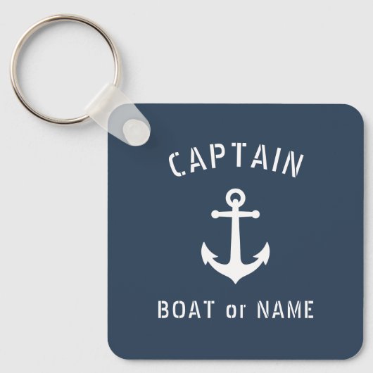 ankerkapitein Naam toevoegen of Boat Naam Blauw Sleutelhanger (Voorkant)