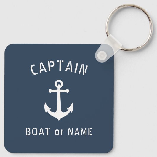  ankerkapitein Naam toevoegen of Boat Naam Blauw Sleutelhanger (Achterkant)