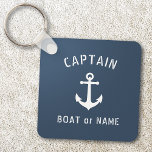 ankerkapitein Naam toevoegen of Boat Naam Blauw Sleutelhanger<br><div class="desc">Nautical  de Kapitein van het Anker voegt de Naam van de Naam van de Boat of de Sleutelhanger van de douanetekst toe.</div>