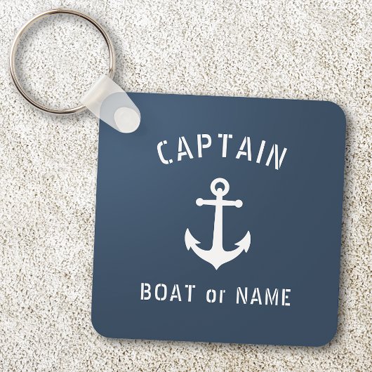 ankerkapitein Naam toevoegen of Boat Naam Blauw Sleutelhanger