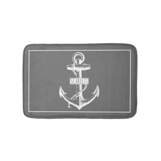  ankerlijst met naam, grijze nautische badmat (Voorkant)