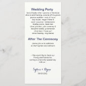 Ankermonogrammen, nautische huwelijksprogramma's programmakaart (Achterkant)