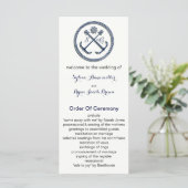 Ankermonogrammen, nautische huwelijksprogramma's programmakaart (Staand voorkant)