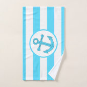 Ankerontwerp Blauw Gestreept Bad Handdoek (Handdoek)