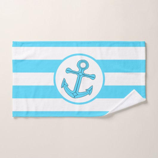 Ankerontwerp Blauw Gestreept Bad Handdoek (Handdoek)