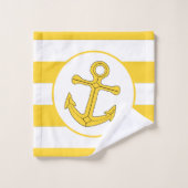 Ankerontwerp Geel Gestreept Bad Handdoek (Wasdoekje)