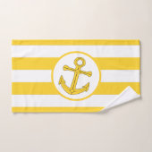 Ankerontwerp Geel Gestreept Bad Handdoek (Handdoek)