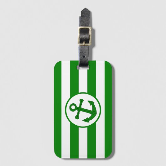 Ankerontwerp Groen Gestreept Bagagelabel (Voorkant (verticaal))