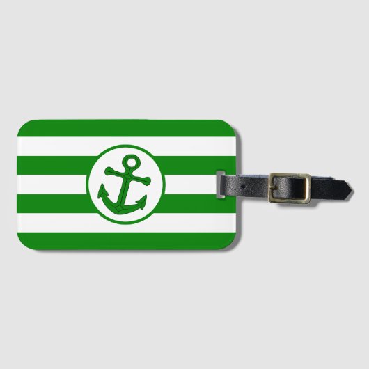 Ankerontwerp Groen Gestreept Bagagelabel (Voorkant (horizontaal))