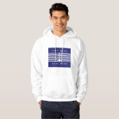 Ankerontwerp in marineblauw met witte streep kap hoodie (Voorkant volledig)
