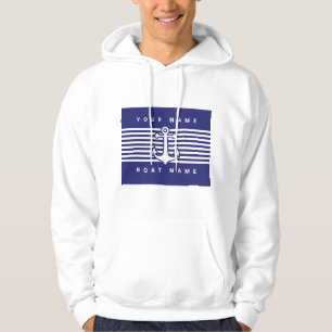 Ankerontwerp marineblauwe witte streep hoodie