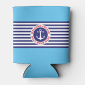 Ankerontwerp met strepen in nautische stijl blikjeskoeler (Voorkant)