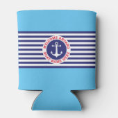 Ankerontwerp met strepen in zeestijl blikjeskoeler (Achterkant)