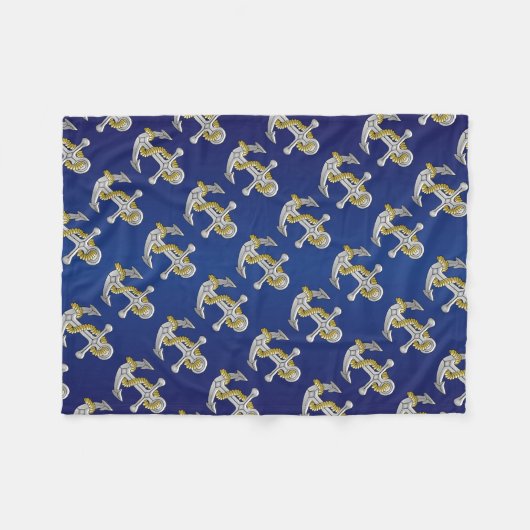 Ankerontwerp Navy Blue Fleece Deken (Voorkant (Horizontaal))
