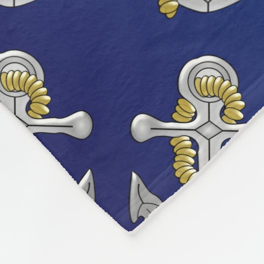 Ankerontwerp Navy Blue Fleece Deken (Hoek)