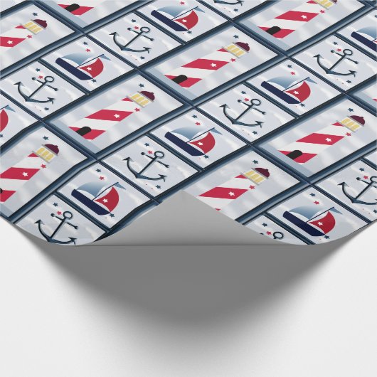 Ankerontwerp van de vuurtoren van de zandboot van  cadeaupapier (Hoek)