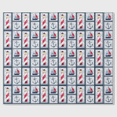 Ankerontwerp van de vuurtoren van de zandboot van  cadeaupapier (Vlak)