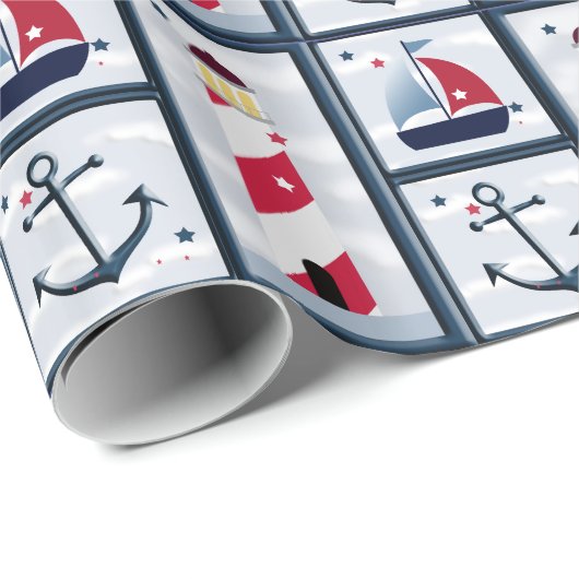 Ankerontwerp van de vuurtoren van de zandboot van  cadeaupapier (Rol Hoek)