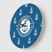 Ankerpatronen blauwe nautische bruiloft Grote klok (Hoek)