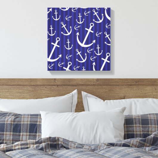 Ankerpatroon Canvas Afdruk (Insitu (Slaapkamer))