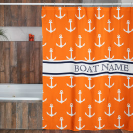 Ankerpatroon Oranje Blauwe Naam van de boot Douchegordijn