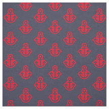 Ankerpatroon stof in marine en rood