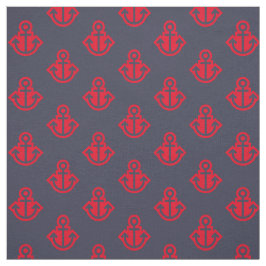 Ankerpatroon stof in marine en rood