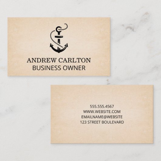 Ankerpictogram | Achtergrond papierstructuur Visitekaartje (Voorkant / Achterkant)