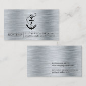 Ankerpictogram | Metallic geborstelde achtergrond Visitekaartje (Voorkant / Achterkant)