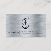 Ankerpictogram | Metallic geborstelde achtergrond Visitekaartje (Voorkant)