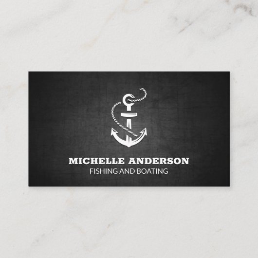Ankerpictogram | Zwarte textuur Visitekaartje (Voorkant)