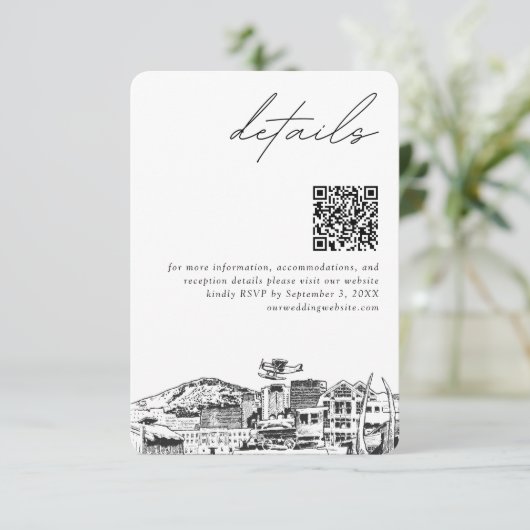 Ankerplaats Trouwmoderne Details QR-code Informatiekaartje (Staand voorkant)