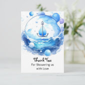 Anker's Ahoy Nautische Douche Boy Baby shower Bedankkaart (Staand voorkant)