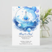 Anker's Ahoy Nautische Douche Boy Baby shower Kaart (Staand voorkant)