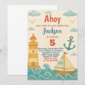 Ankers Aweigh! nautische verjaardag uitnodiging (Voorkant / Achterkant)