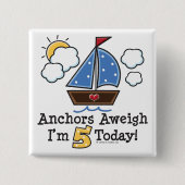 Ankers Aweigh Zeilboot 5e Verjaardag Button (Voorkant)