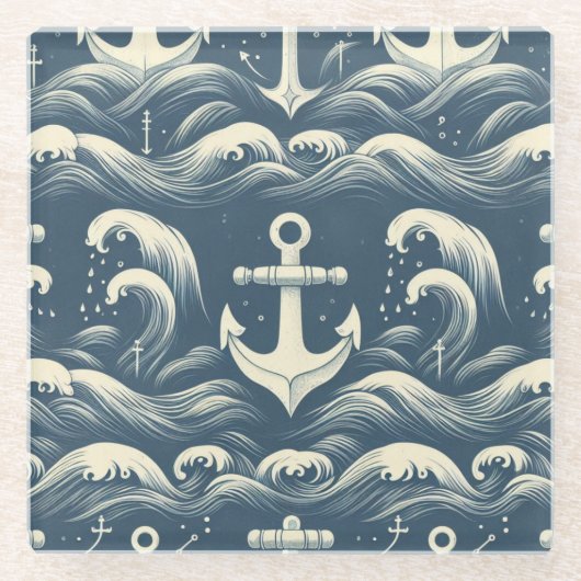 Ankers diep glazen onderzetter (Voorkant)