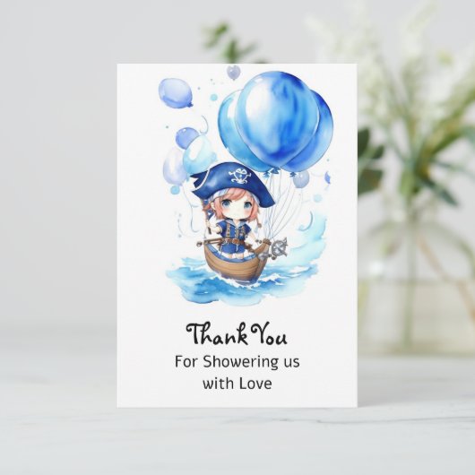 Ankers Gewicht om te vieren: Boy Baby shower Bedankkaart (Staand voorkant)