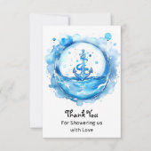 Ankers & Golven: Waterverf Nautisch Baby shower Bedankkaart (Voorkant)