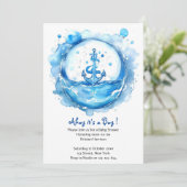 Ankers & Golven: Waterverf Nautisch Baby shower Kaart (Staand voorkant)