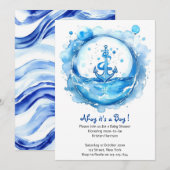 Ankers & Golven: Waterverf Nautisch Baby shower Kaart (Voorkant / Achterkant)