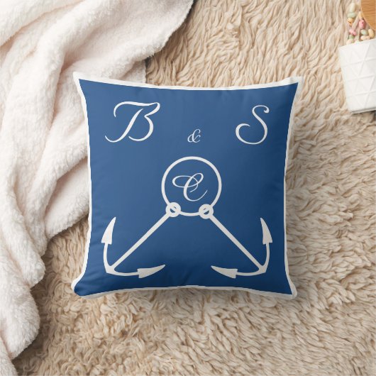 Ankers met linten strand bruiloft op maat monogram kussen (Deken)