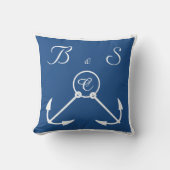 Ankers met linten strand bruiloft op maat monogram kussen (Voorkant)