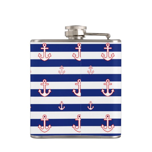 Ankers op marineslepes heupfles (Achterkant)