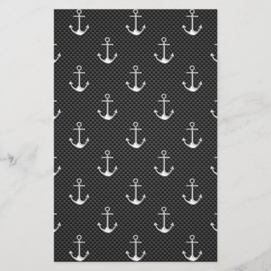 Ankers op zwart koolstofvezelpatroon briefpapier (Voorkant)